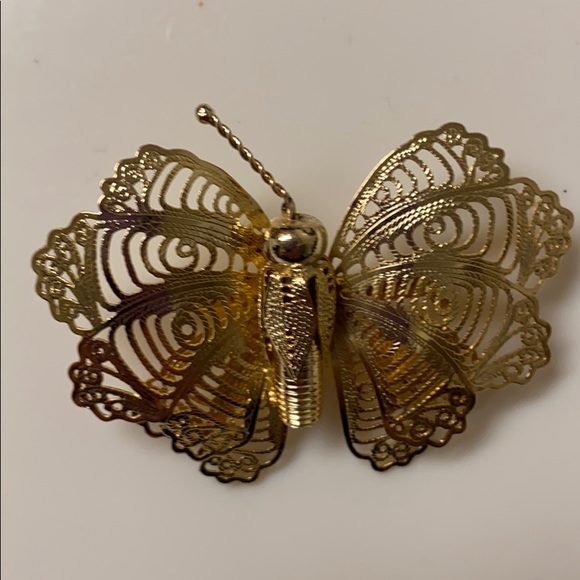 VINTAGE wired textured Gold Dragonfly Brooch - Picture 4 of 4